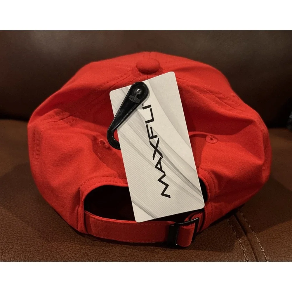 Maxfli Tech Cap Red Golf Hat Strap Back One Size Fits Most